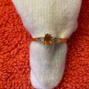 14K Y-Gold Citrine & Diamond Accent Ring